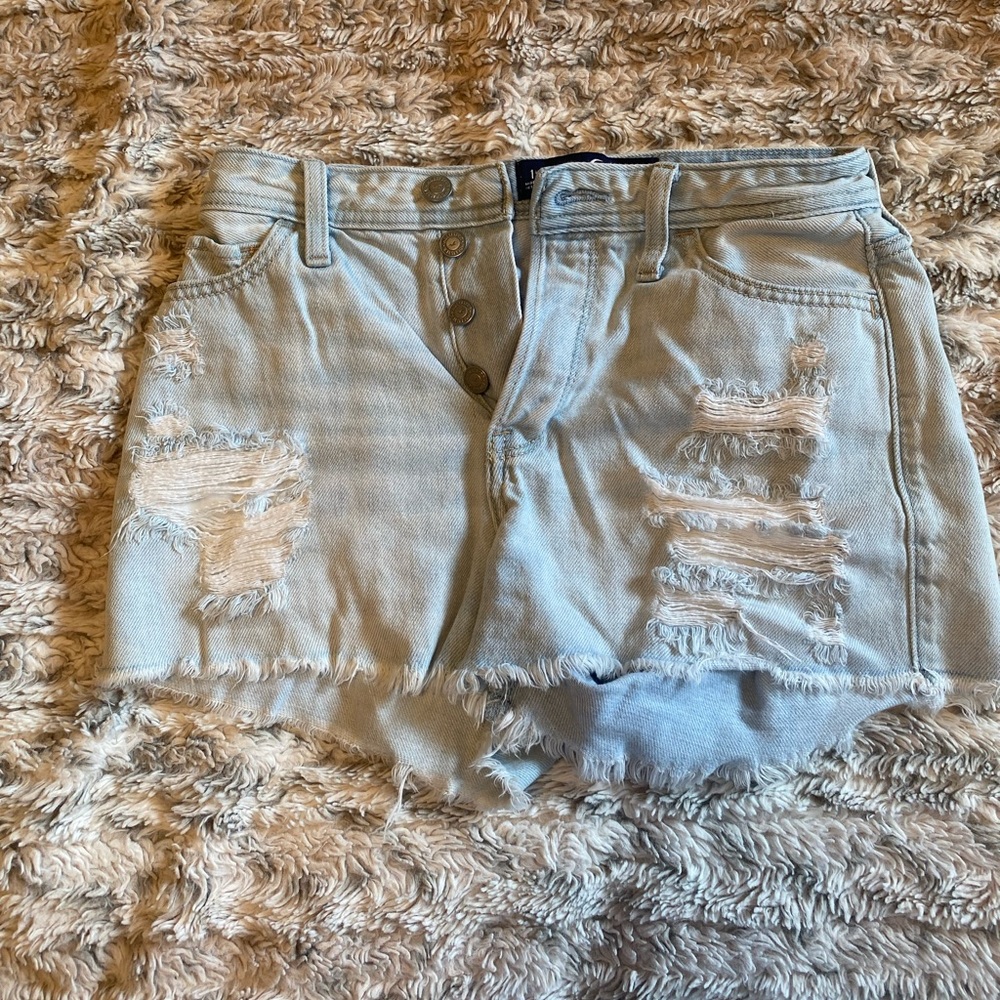 Hollister Light Wash High Waisted Mom Shorts